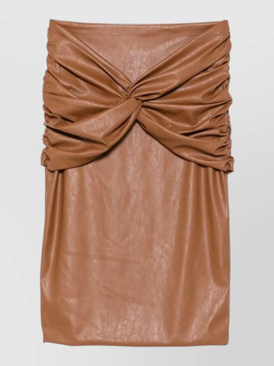 Elisabetta Franchi faux-leather gathered midi pencil skirt