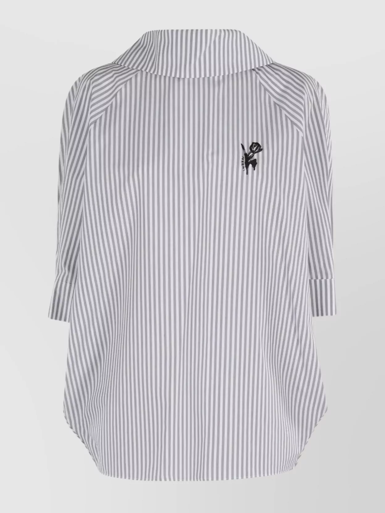 Marni Striped Top With Embroidered Detail And Wide Collar In Blue