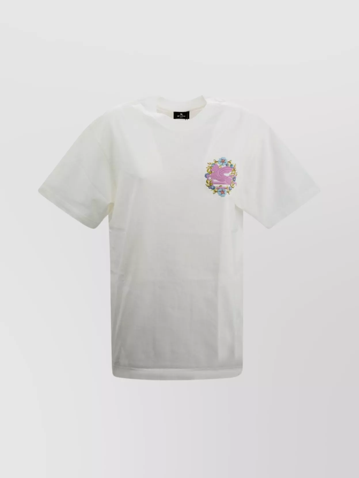 Shop Etro Cotton Jersey Crewneck T-shirt With Embroidered Logo In White