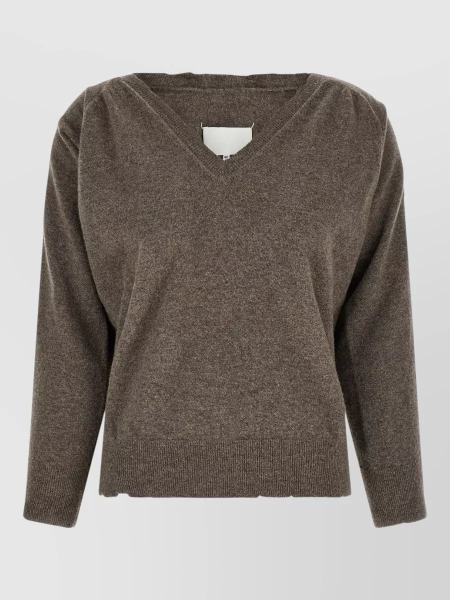 Maison Margiela virgin wool distressed v-neck sweater