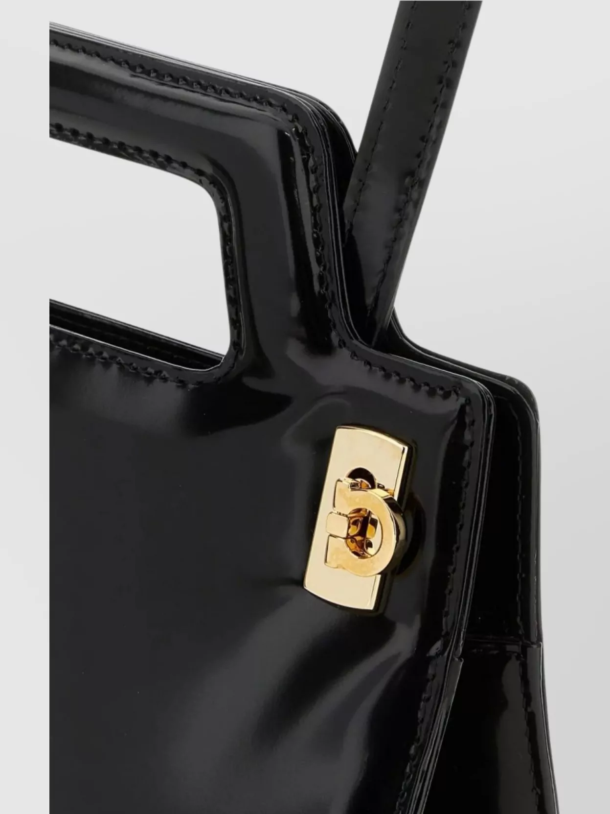 Ferragamo Glossy Finish Mini Handbag With Gold Hardware