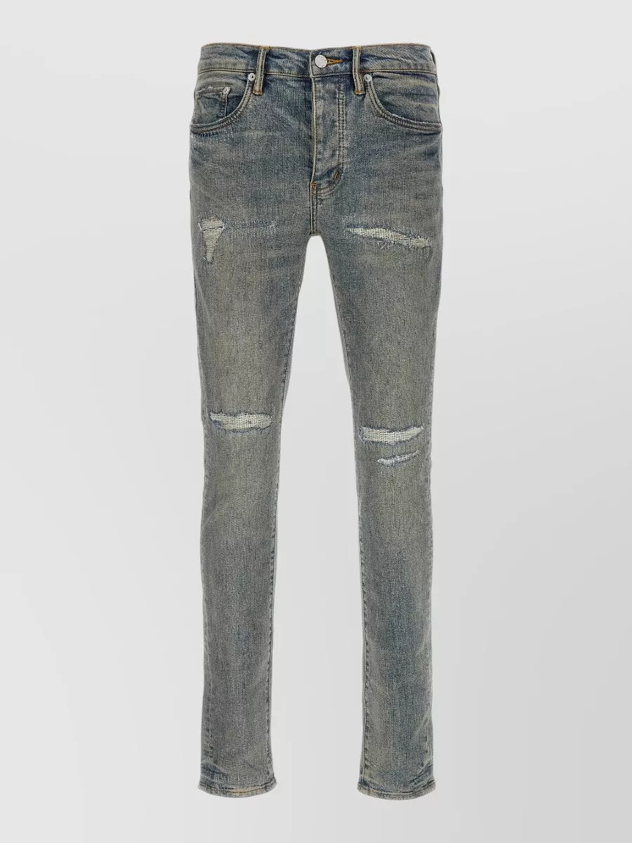 Purple denim low-rise skinny jeans