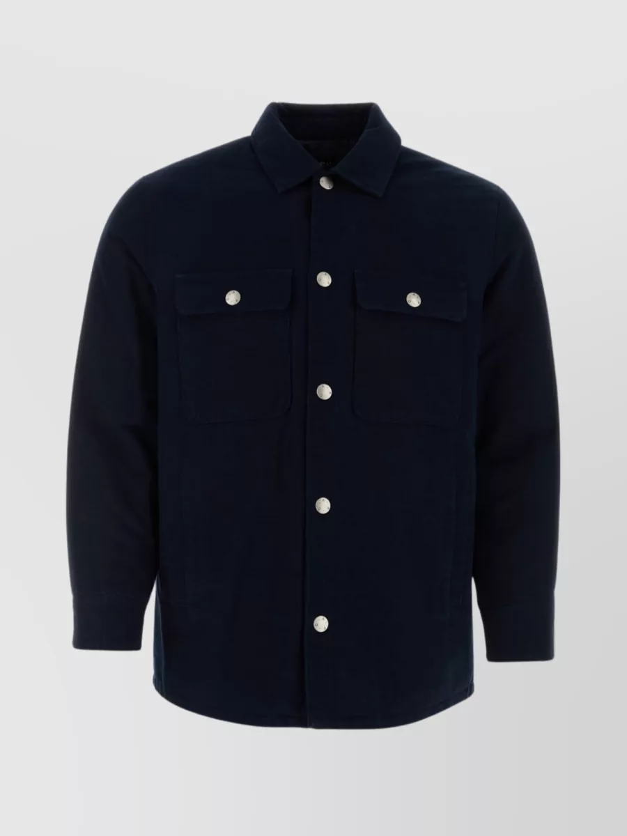 Shop Apc Alexia Cotton Jacket With Multiple Pockets In Blue