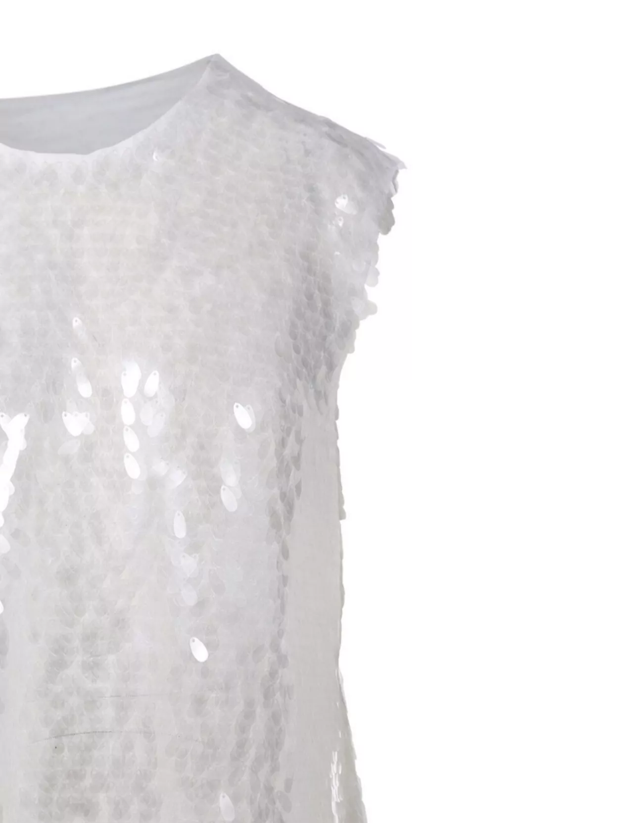 Norma Kamali Crewneck Top Sequin Embellishment Sleeveless Textured Fabric