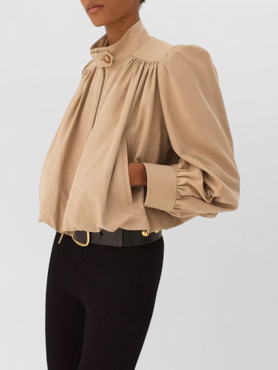 Chloé Cotton Gathered Cropped Jacket