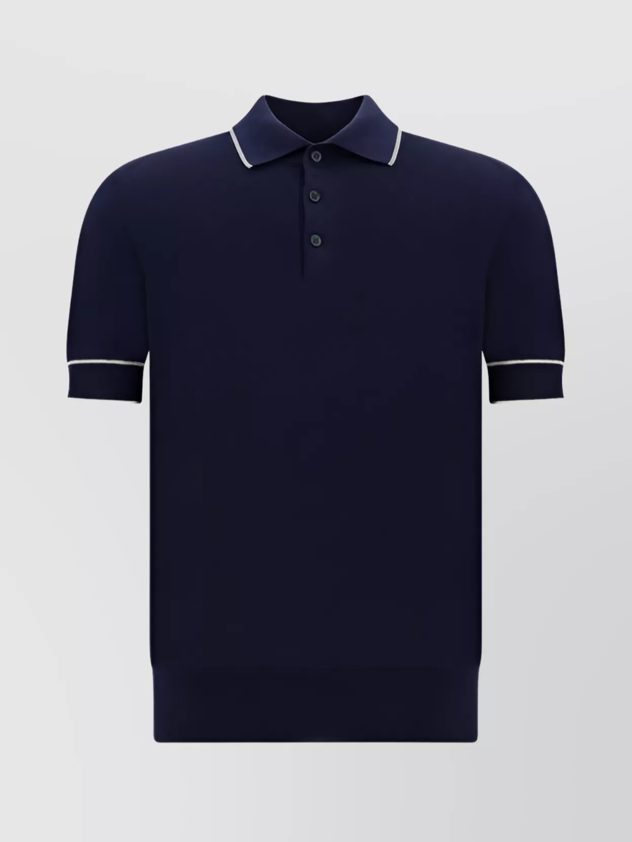 Brunello Cucinelli Ribbed Cotton Polo Shirt In Blue