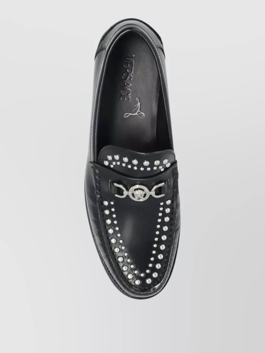 Versace Studded Leather Loafers