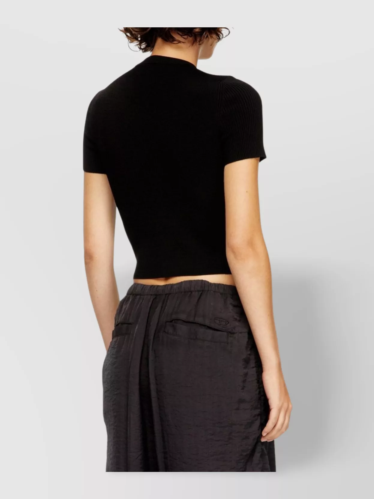 Diesel Ribbed Cutout Slim-Fit Knitted T-Shirt