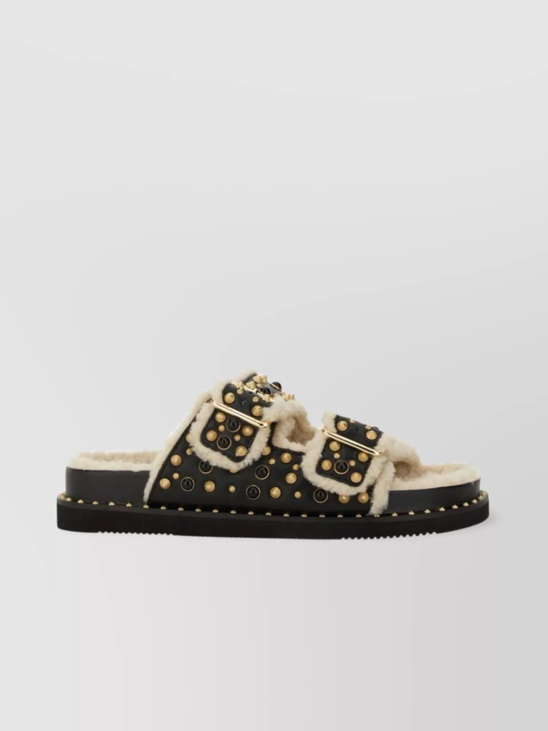 Ash Flat Sole Open Toe Studded Sandals