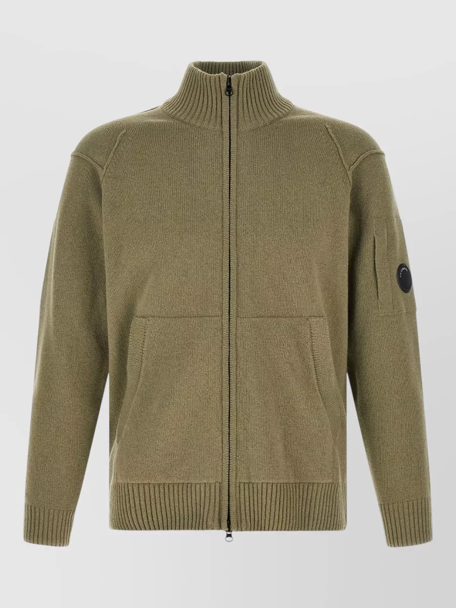 C.P. Company Wool ribbed high-neck zip cardigan