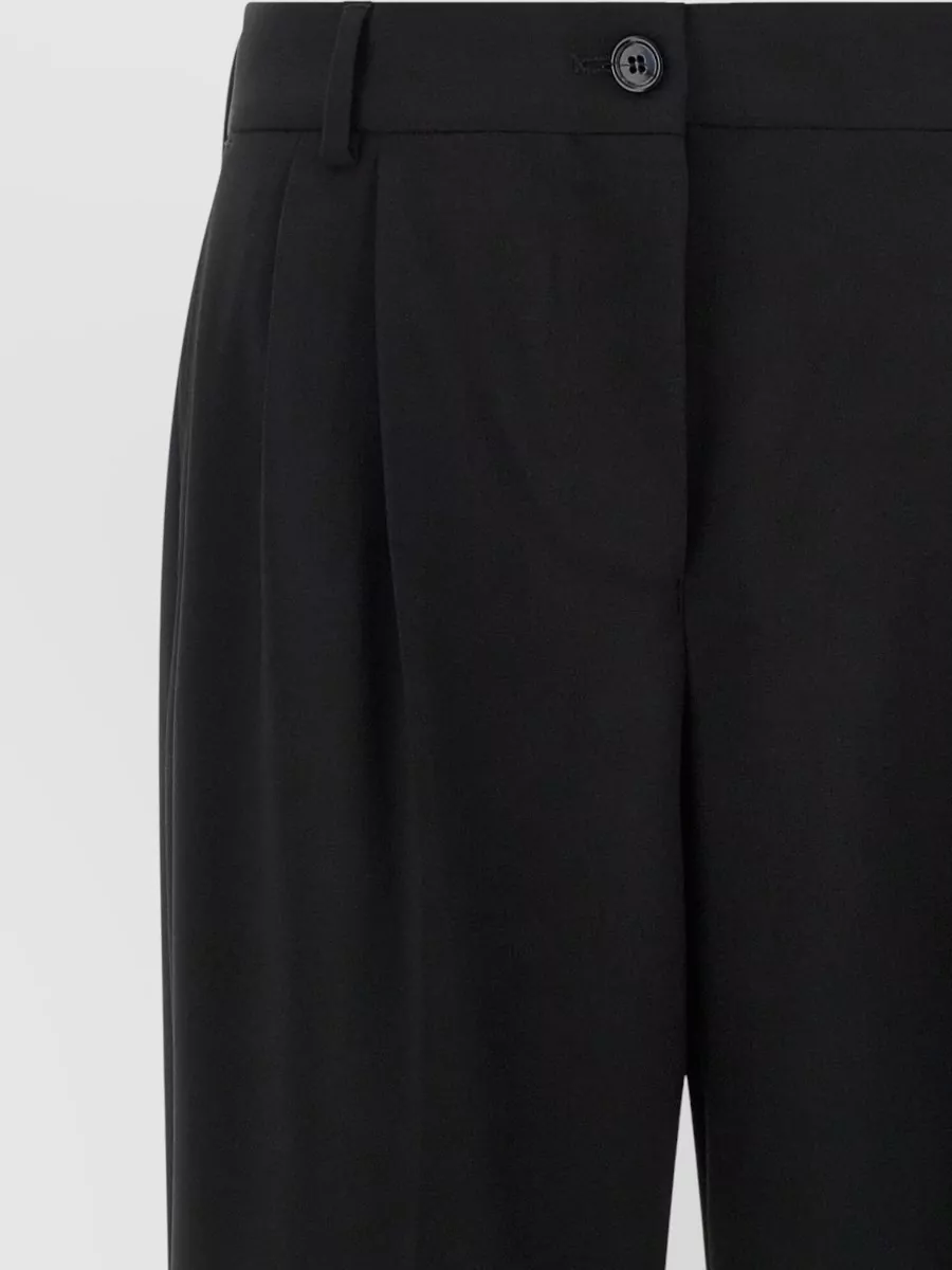 Dolce&Gabbana Wool Blend Mid-Rise Pleated Flared Tailored Trousers