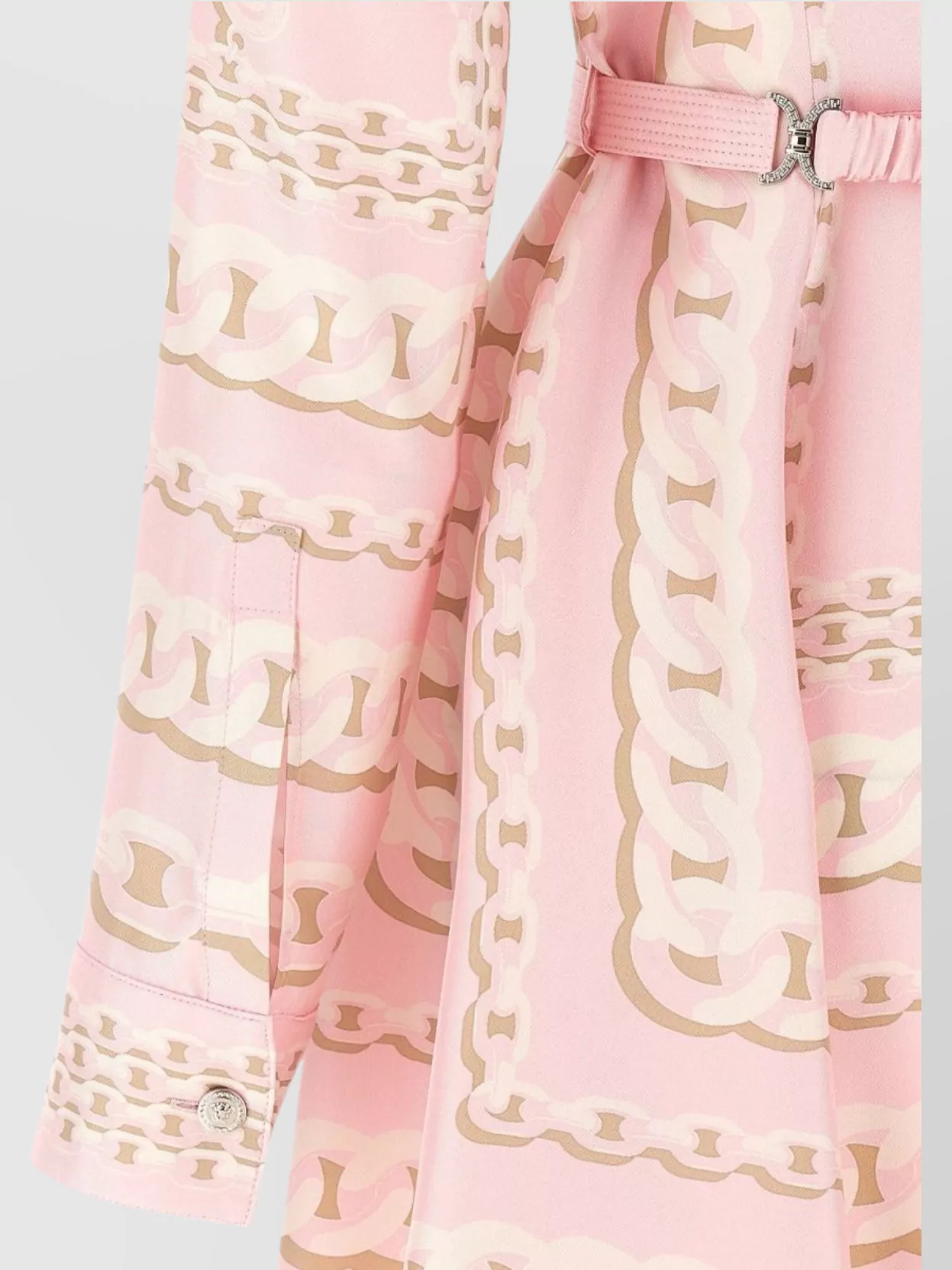 Versace Chain Pattern Waist Belted Cuffs Dress