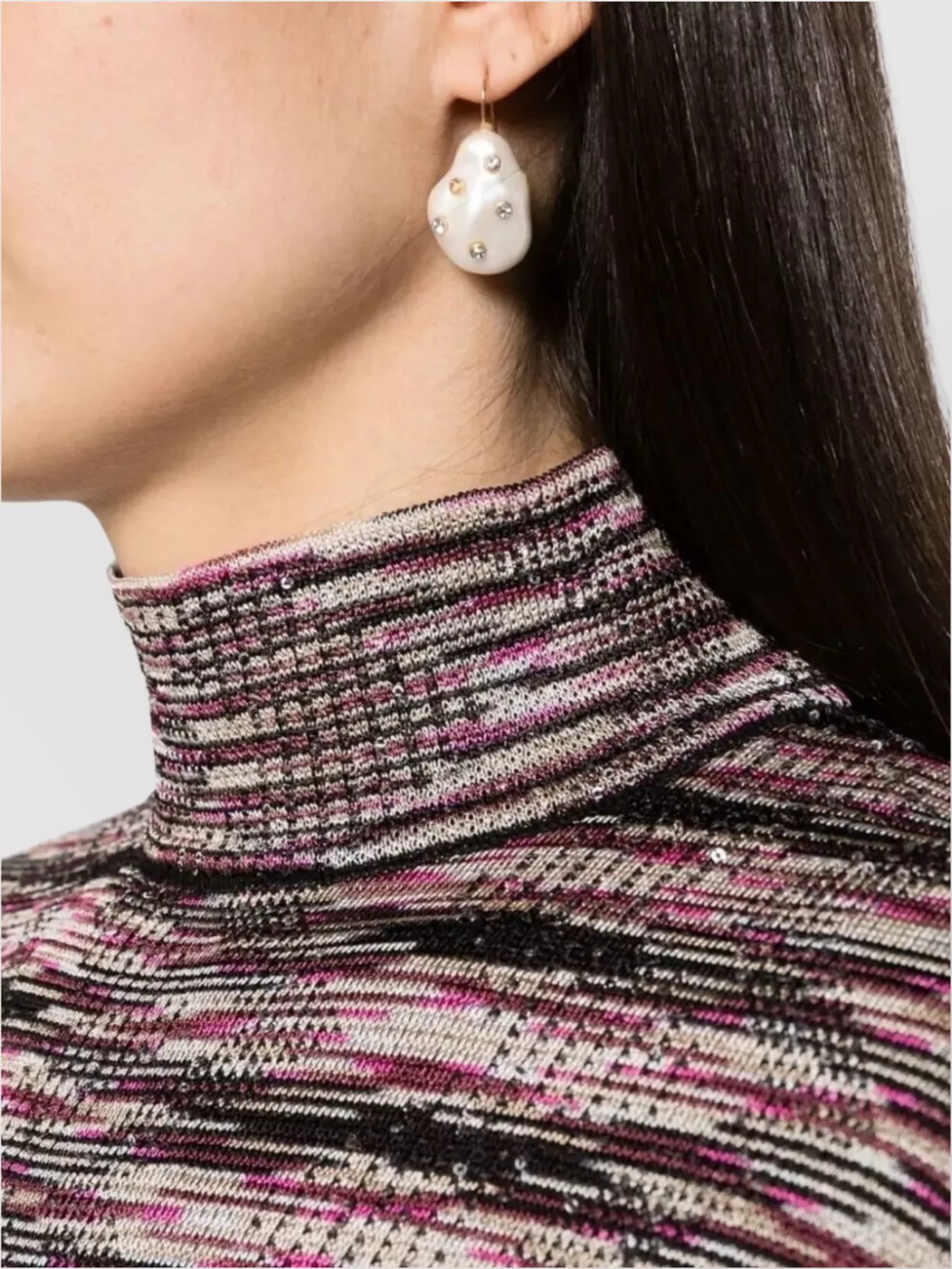 Missoni Metallic Textured Dress Long Sleeves High Neck