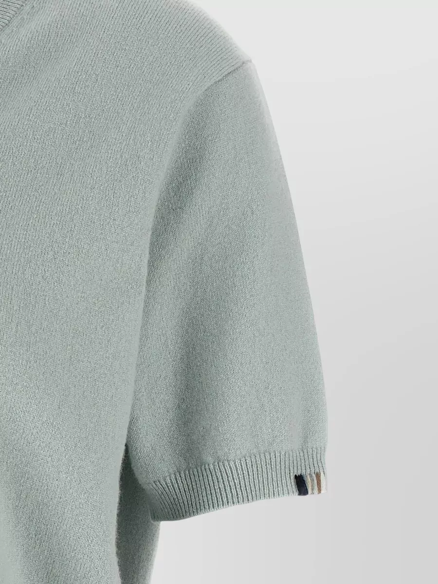 Extreme Cashmere Cashmere Ribbed V-Neck Short-Sleeve Sweater