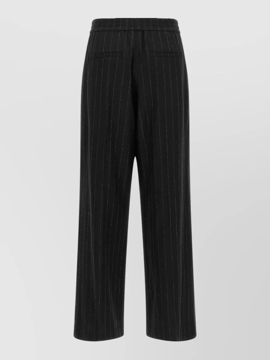 Brunello Cucinelli wool cashmere pinstripe sequin wide-leg trousers