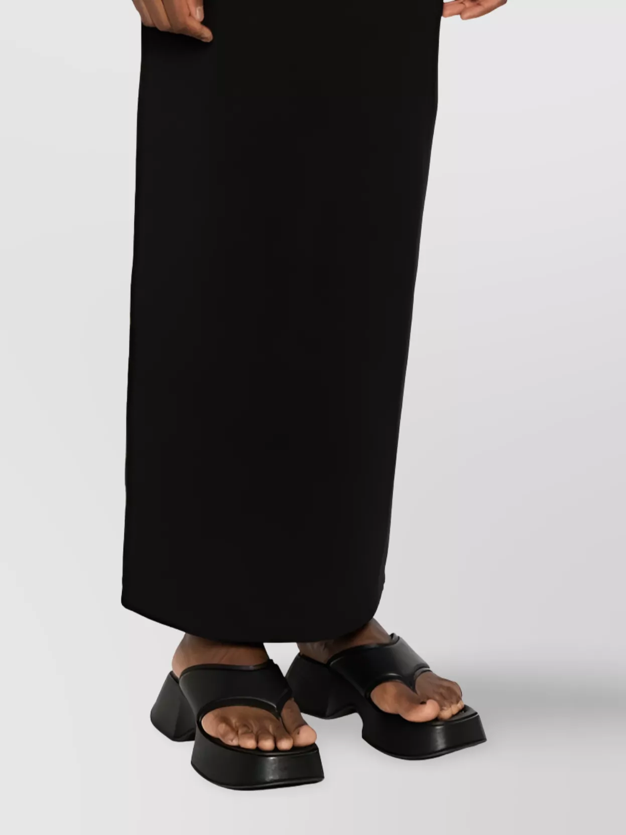 Staud Scallop-Waist Long Straight Skirt