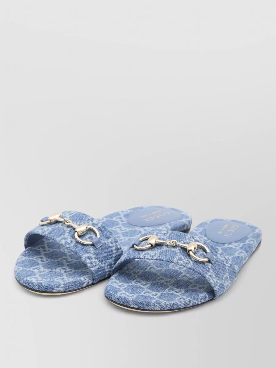 Gucci Slides Horsebit Detail Denim Sole