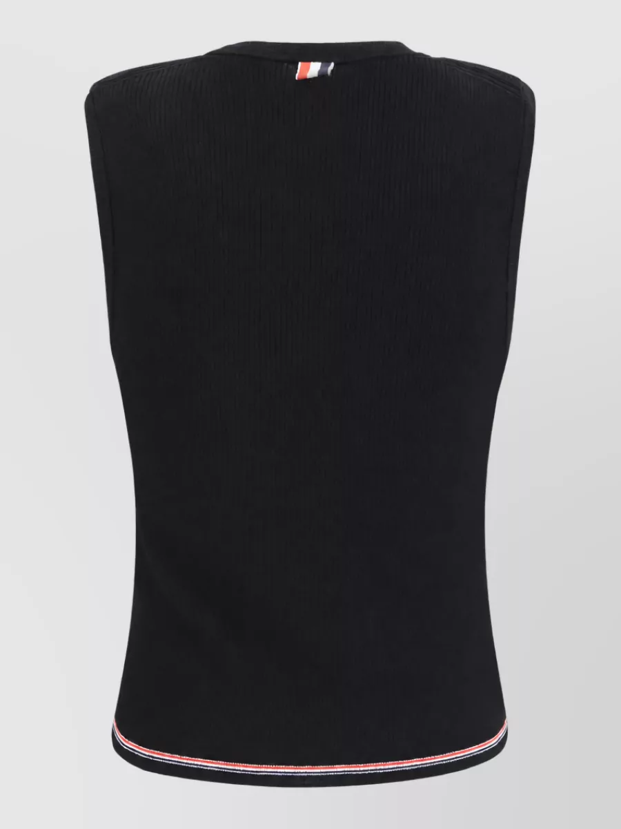 Thom Browne Merino Wool Ribbed Knitted Top