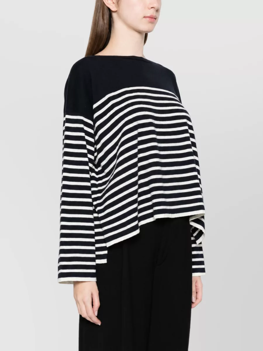 Ct Plage Striped boat neck long sleeve cotton cashmere sweater