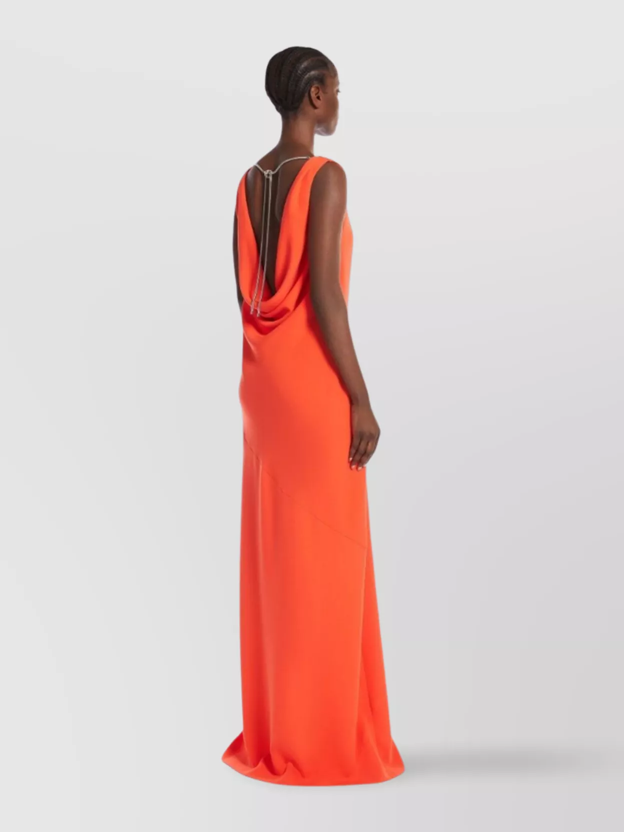 Max Mara Draped Back Sleeveless Dress With Jewel Chain Detail