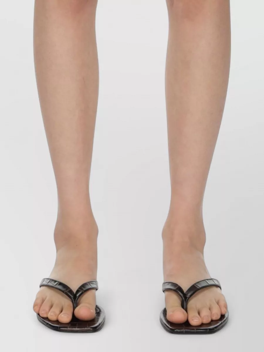 Totême Embossed Leather Flat Thong Sandals