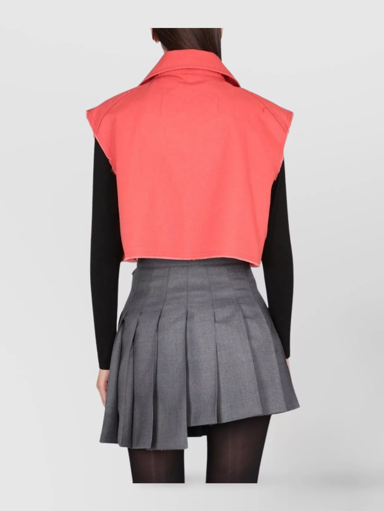 Fay Collar Cropped Frayed Top