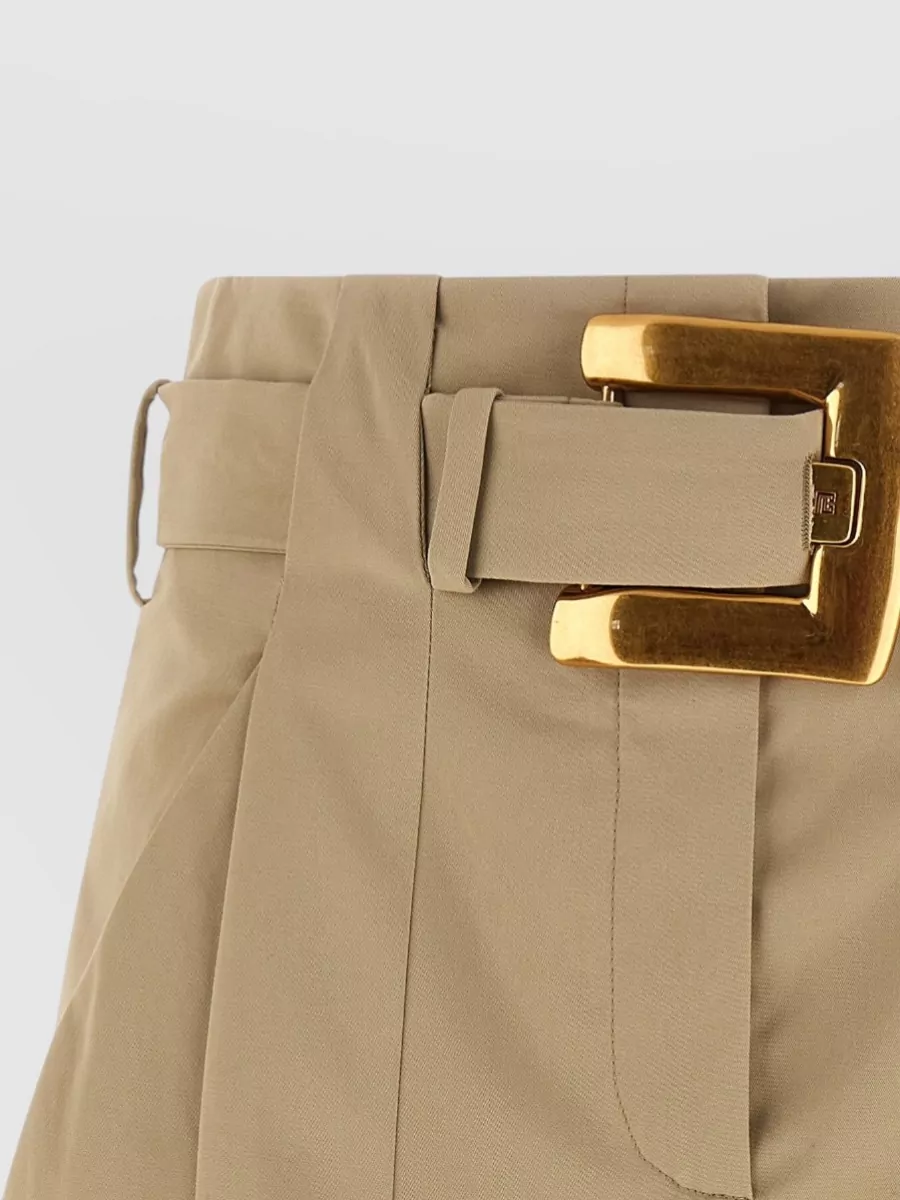 Balmain Cotton High-Rise Straight-Leg Belted Tailored Shorts