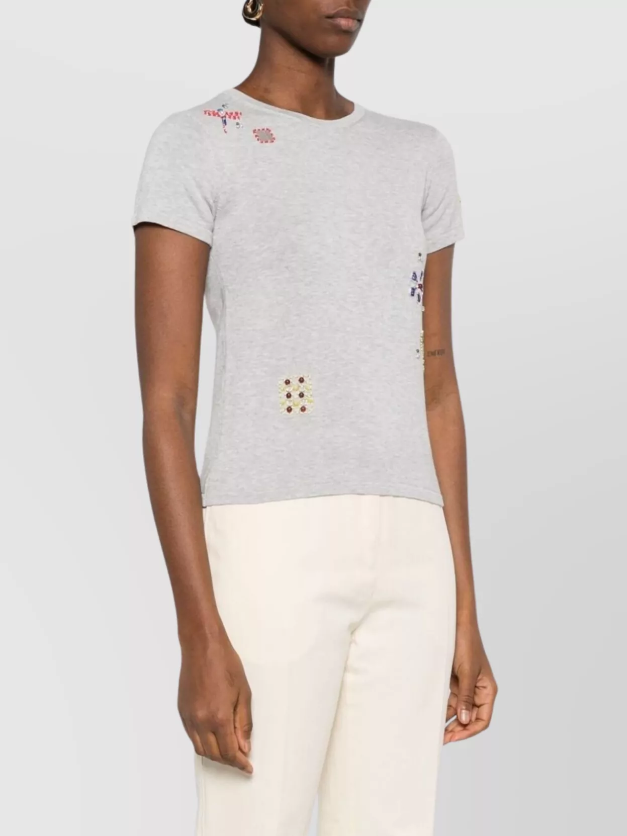 Kenzo Ribbed Short Sleeve Embroidered Top