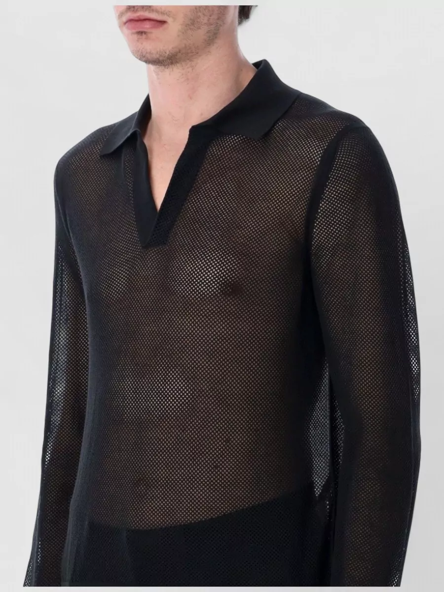 Tom Ford Cotton Silk V Neck Mesh Knit Sweater