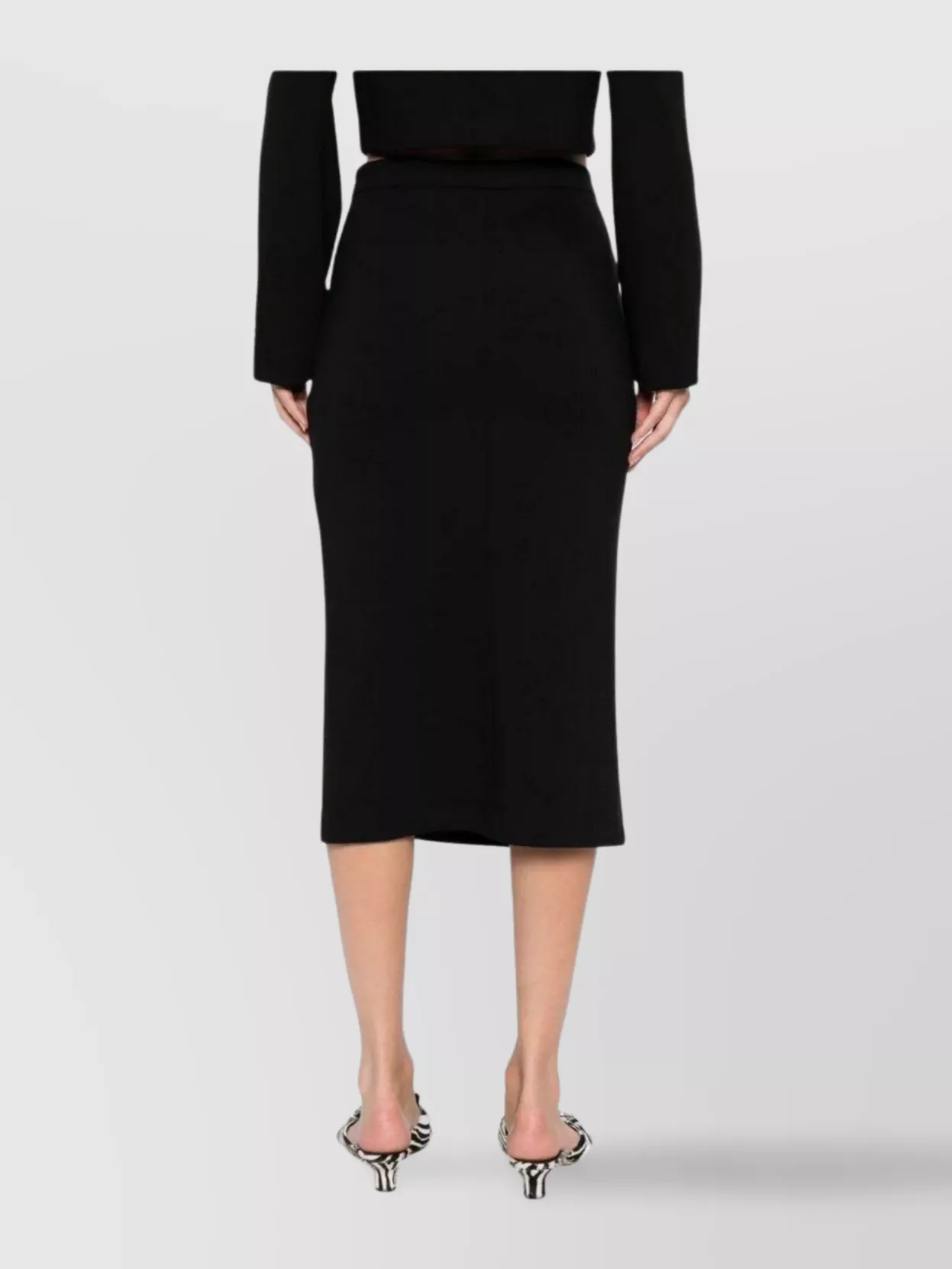 Pinko Midi Skirt With Gold Buttons And Side Slit