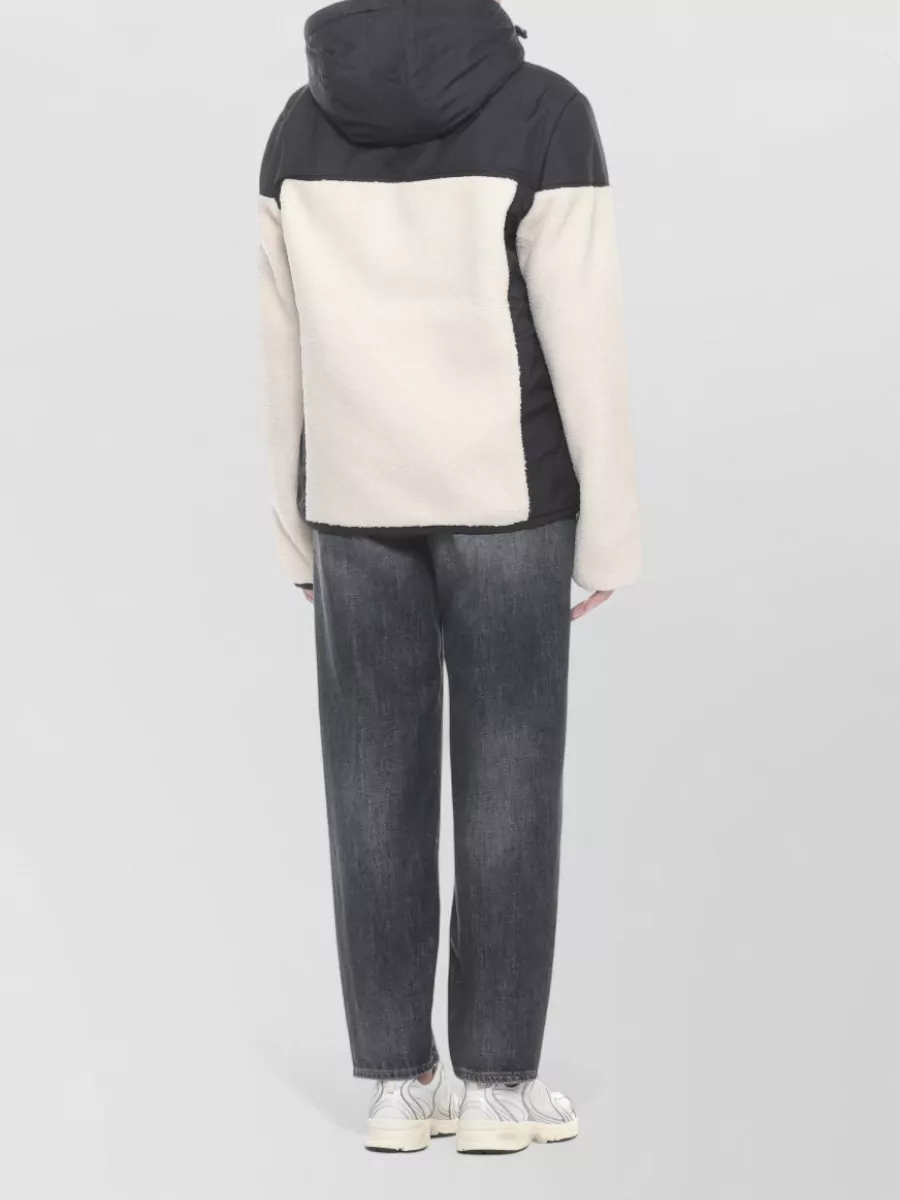 K-Way Hooded Zip-Up Faux Fur Jacket