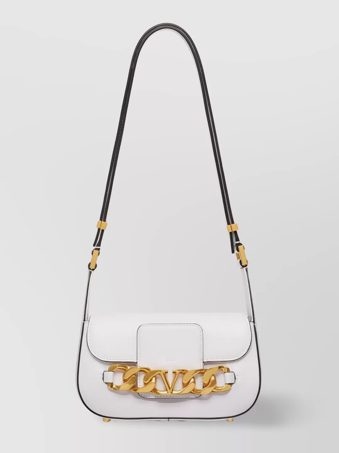 Shop Valentino Chain Strap Shoulder Bag With Gold-tone Hardware In Grey