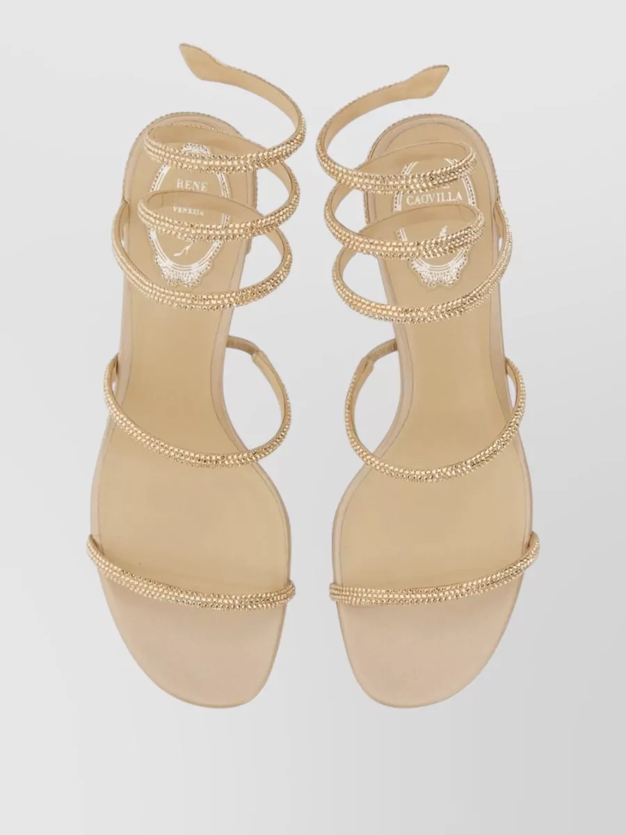 Rene Caovilla Cleo Sandals Block Heel Embellished Straps