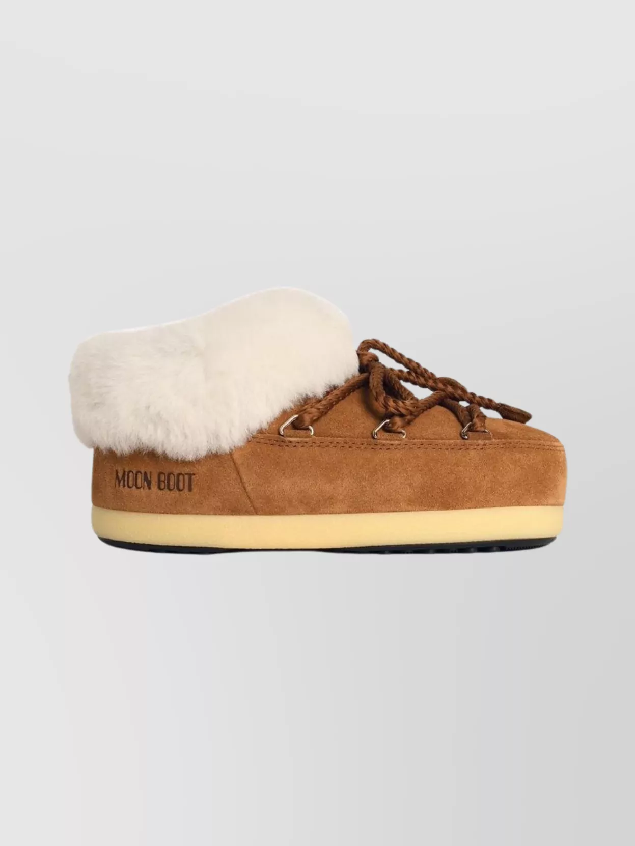 Moon Boot Suede Slippers Fur Trim