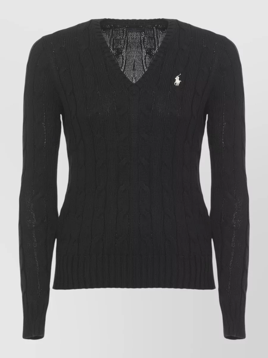 Ralph Lauren cable-knit v-neck long-sleeve jumper