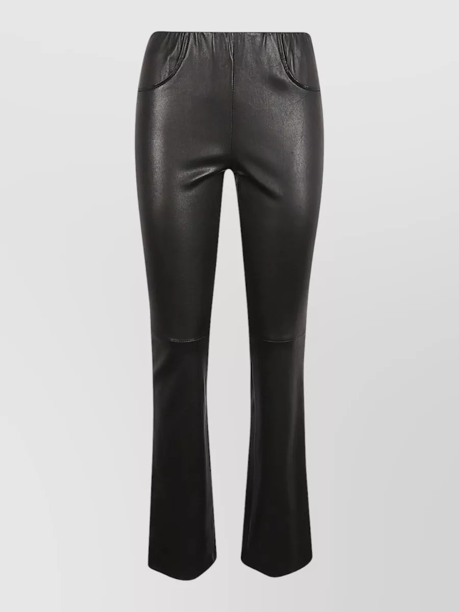 Via Masini 80 Faux Leather High-Rise Flared Trousers