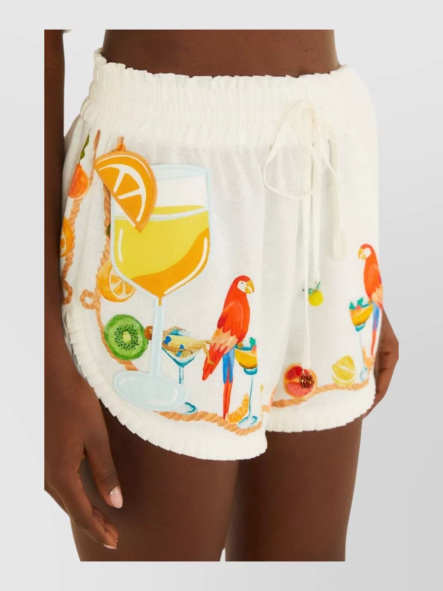 Farm Rio linen blend printed shorts