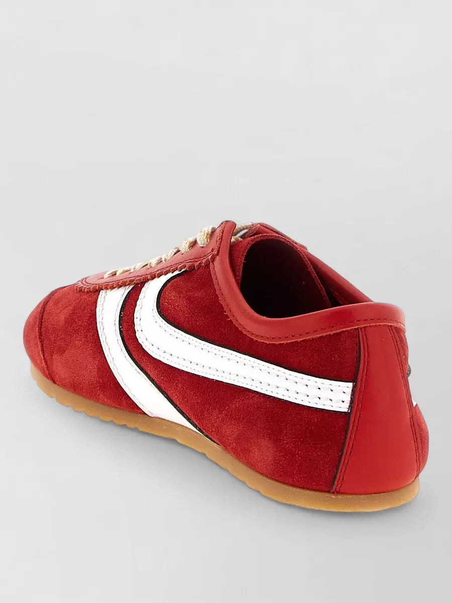 Dries Van Noten Suede Sneakers Contrast Stripe Low Top Rubber