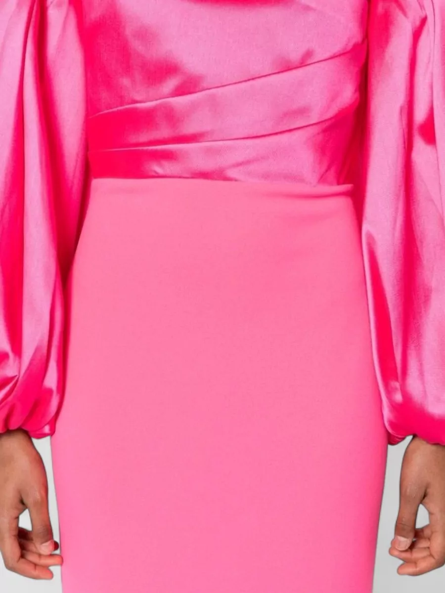 Solace London Panelled Off-Shoulder Long-Sleeve Maxi Dress