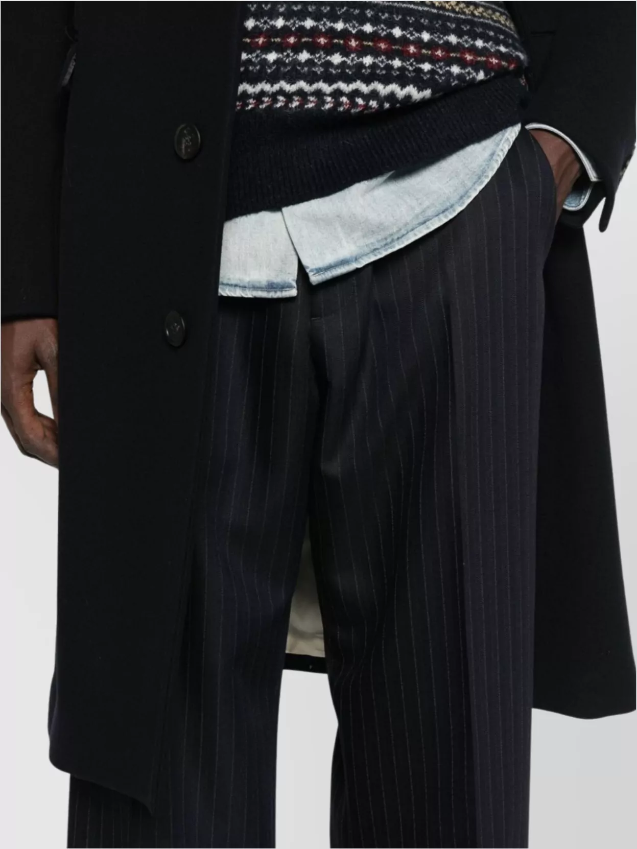 Golden Goose Wide Leg Trousers With Pinstripes And Pockets