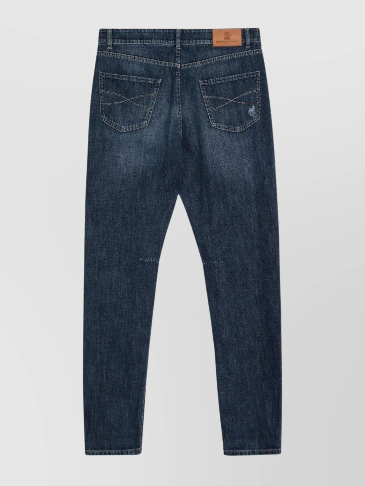 Brunello Cucinelli Distressed Denim With Faded Wash And Rips In Blue