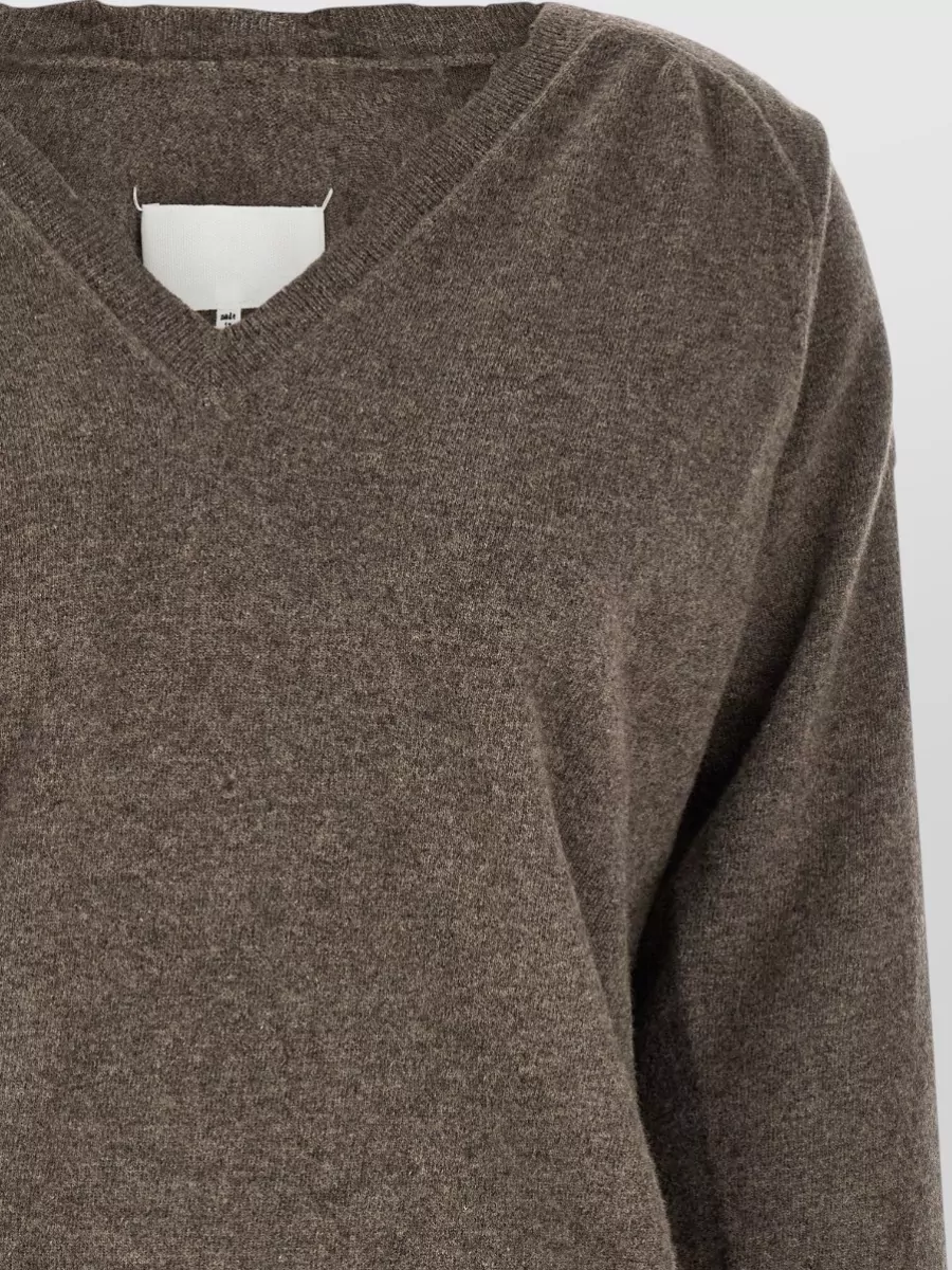 Maison Margiela Virgin Wool Distressed V-Neck Sweater