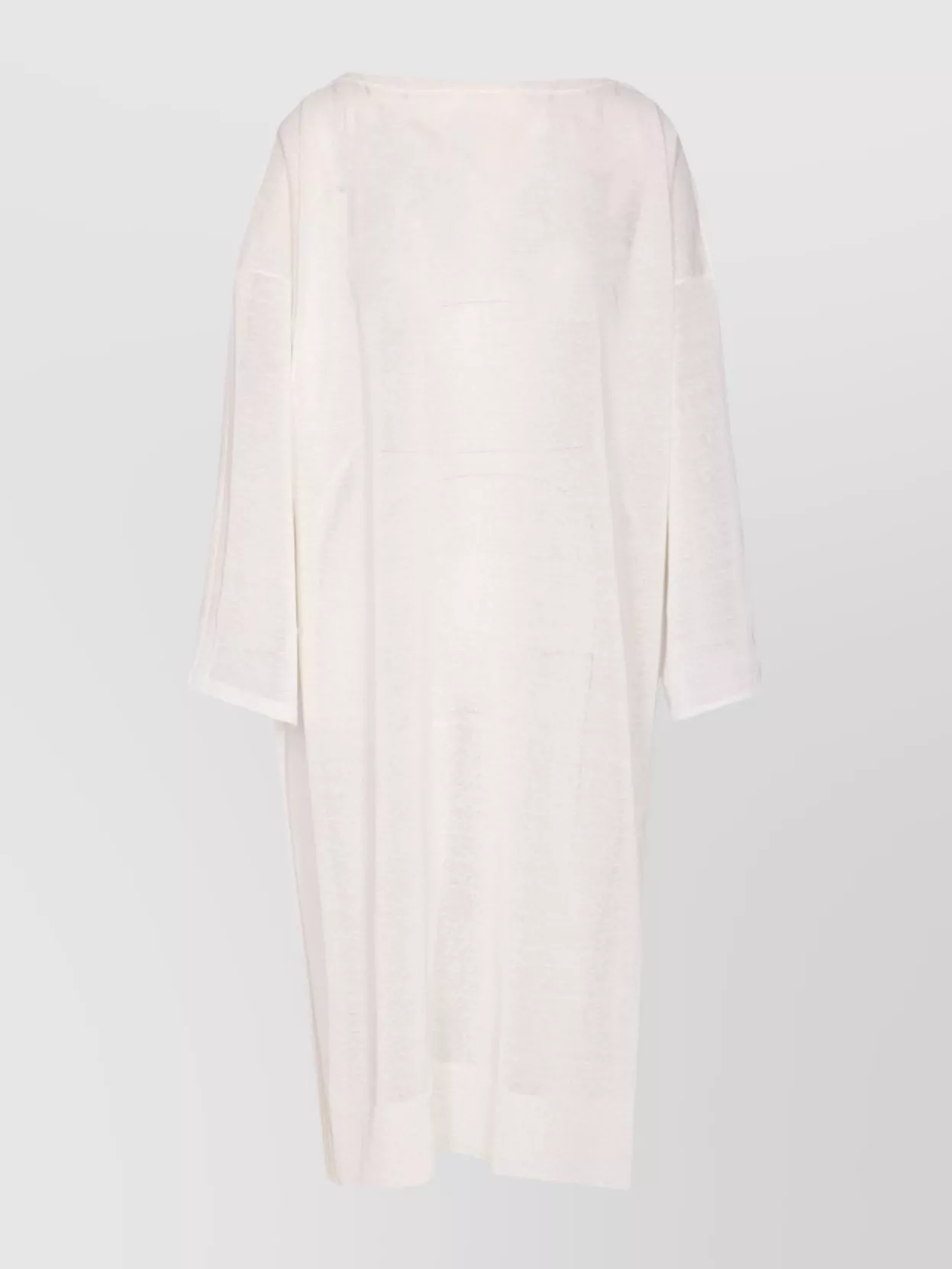 Alaïa Sheer Boat Neck Kaftan Dress With Splits In White