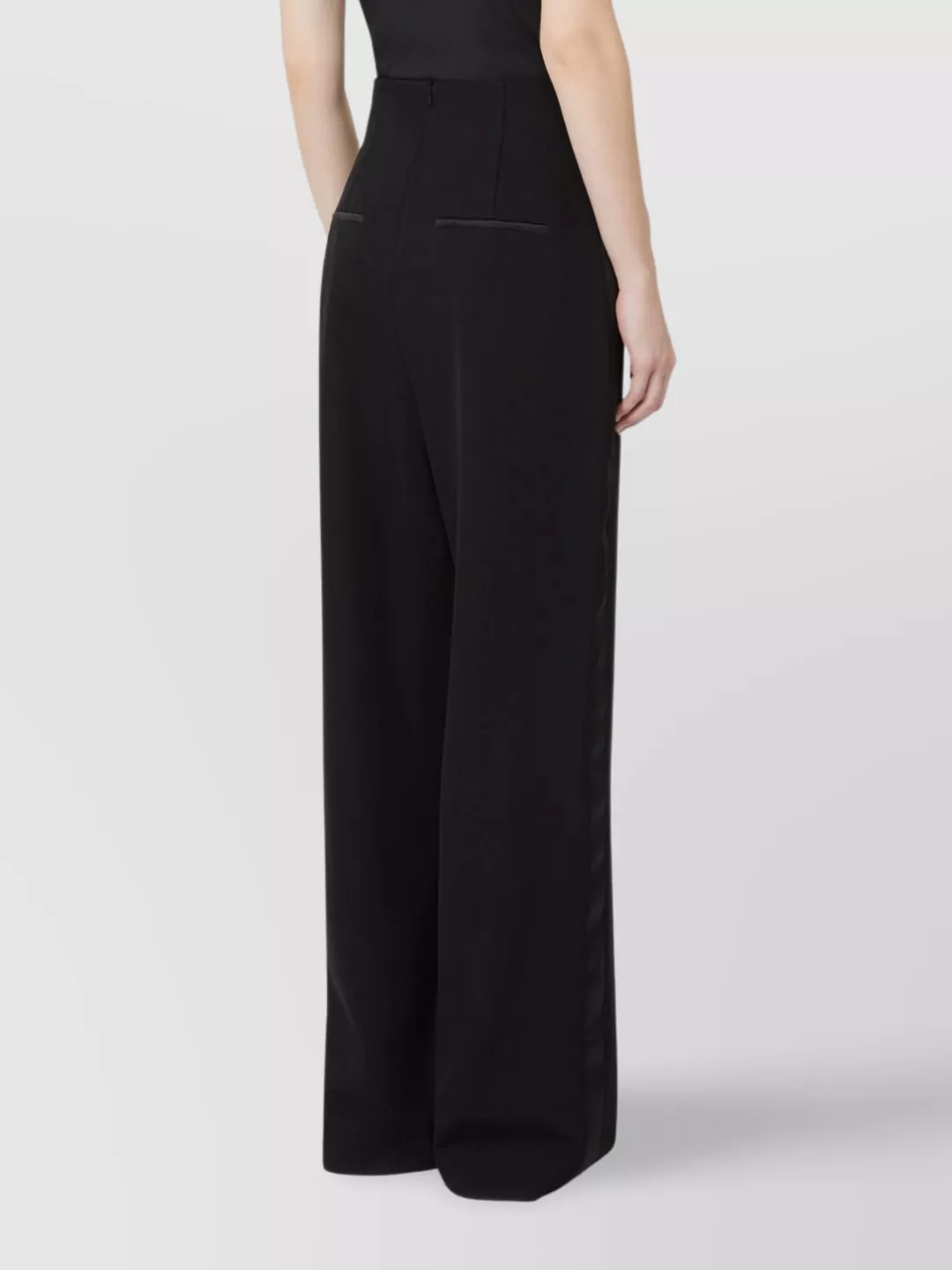 Max Mara High Waist Wide-leg Wool Trousers In Black