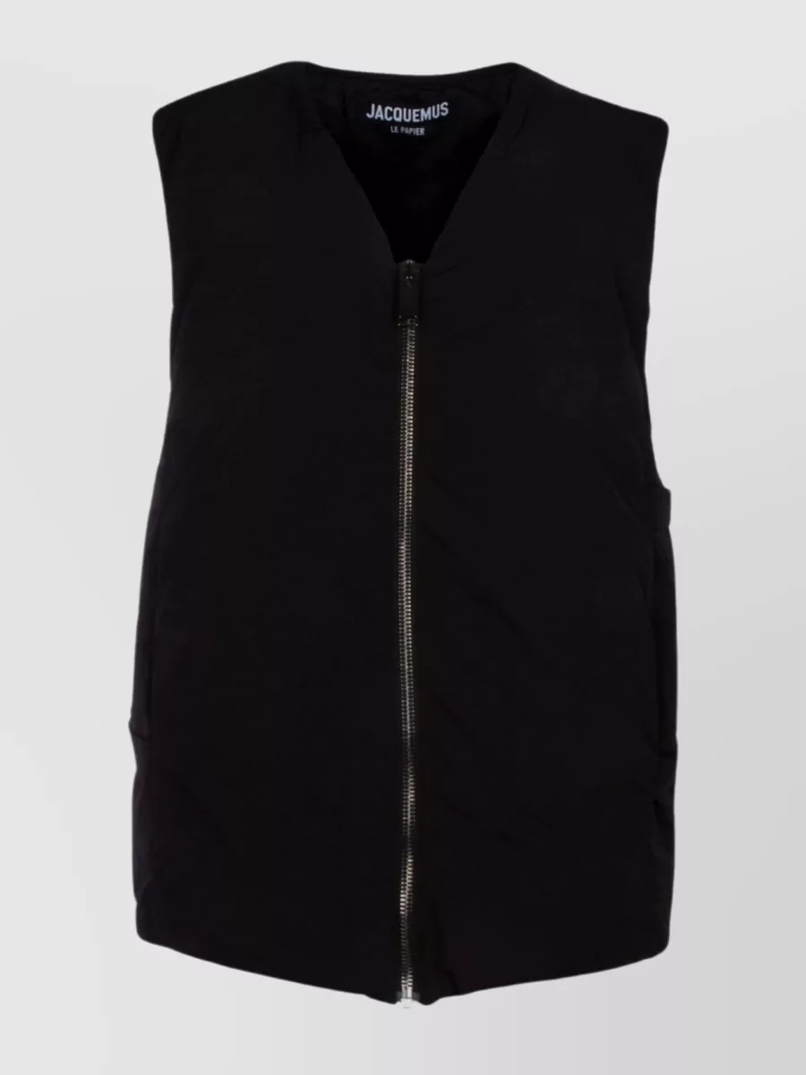 Shop Jacquemus Buckle Detail Sleeveless Outerwear In Black