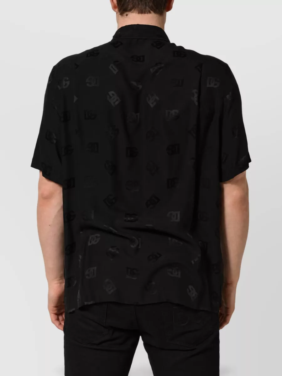 Dolce&Gabbana Silk Logo Monogram Short-Sleeve Shirt
