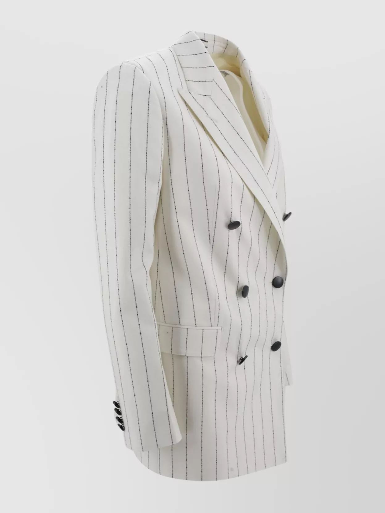 Tagliatore Striped Double-Breasted Jacket Featuring Button Detailing