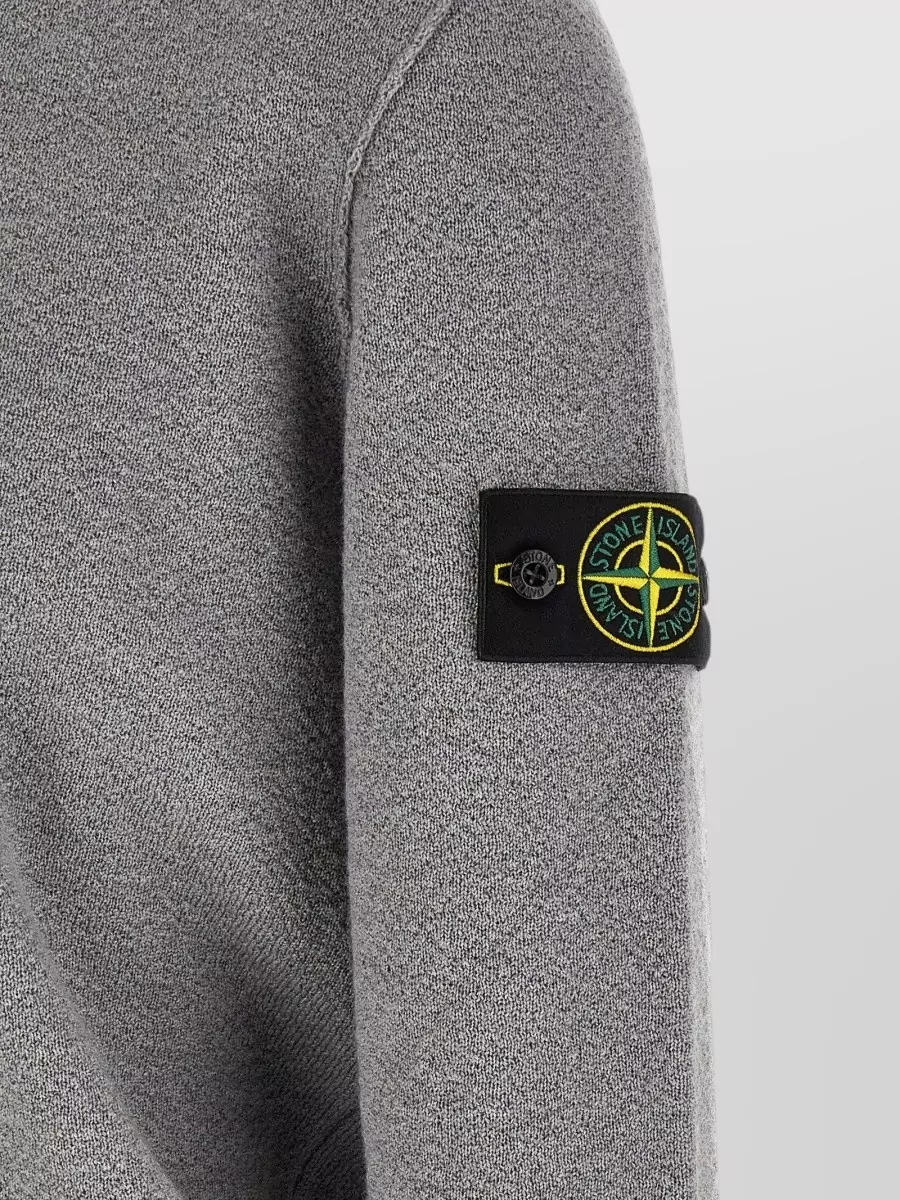 Stone Island Virgin Wool Textured Knit Crew Neck Sweater
