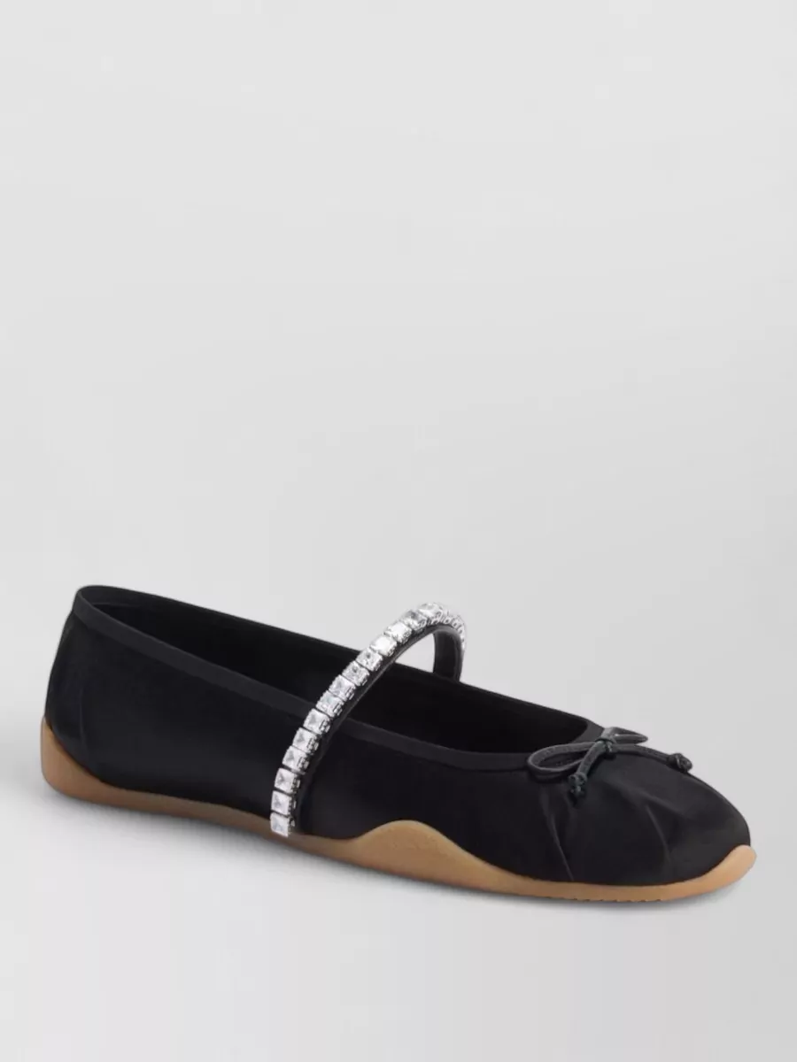 Giuseppe Zanotti Silk Satin Rhinestone-Bow Ballerina Shoes