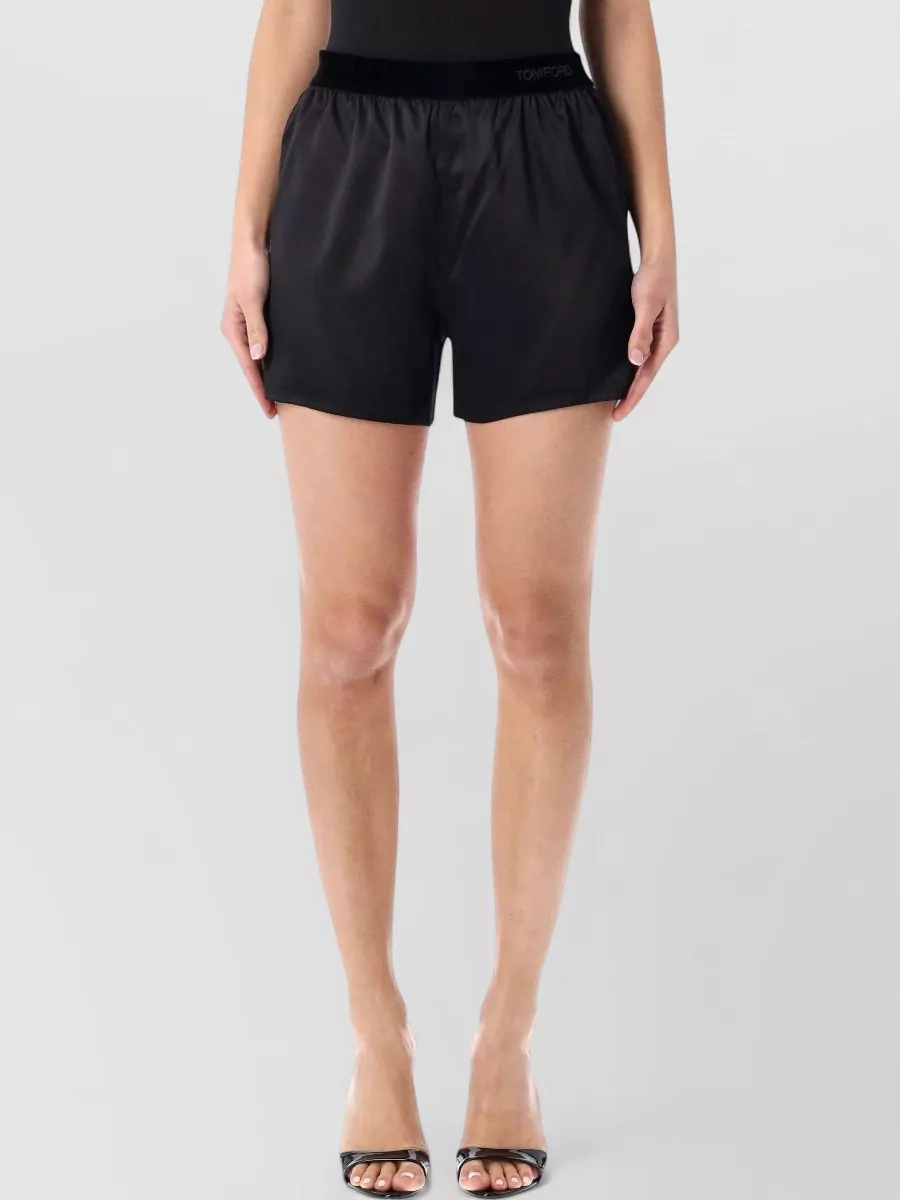 Tom Ford Silk Satin Relaxed Shorts Stretch Waistband In Black